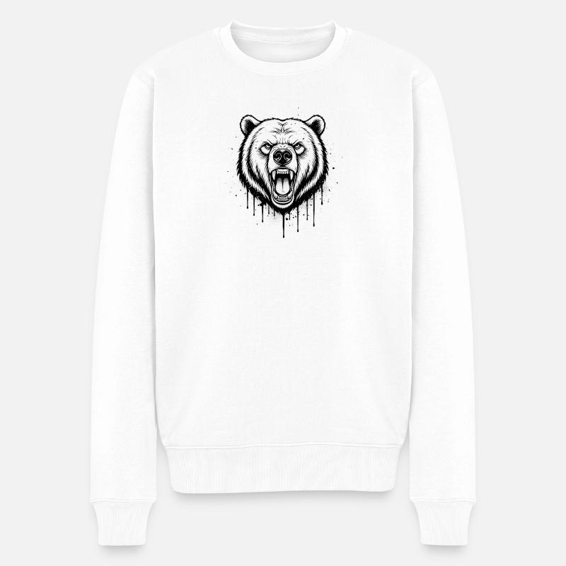 Conception rugissante de l’ours - Pull Premium bio Homme - blanc