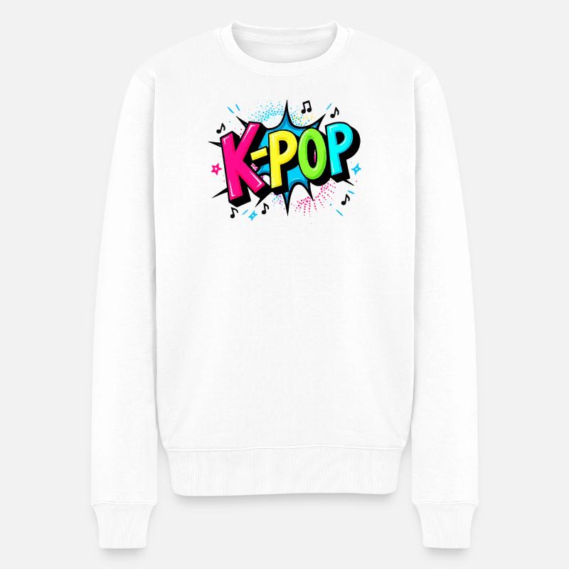 K-Pop Power – Buntes Fan Design - Männer Premium Bio Pullover - Weiß