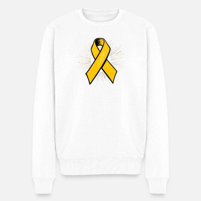 Ruban de sensibilisation jaune dans le style de la bande dessinée - Pull Premium bio Homme - blanc