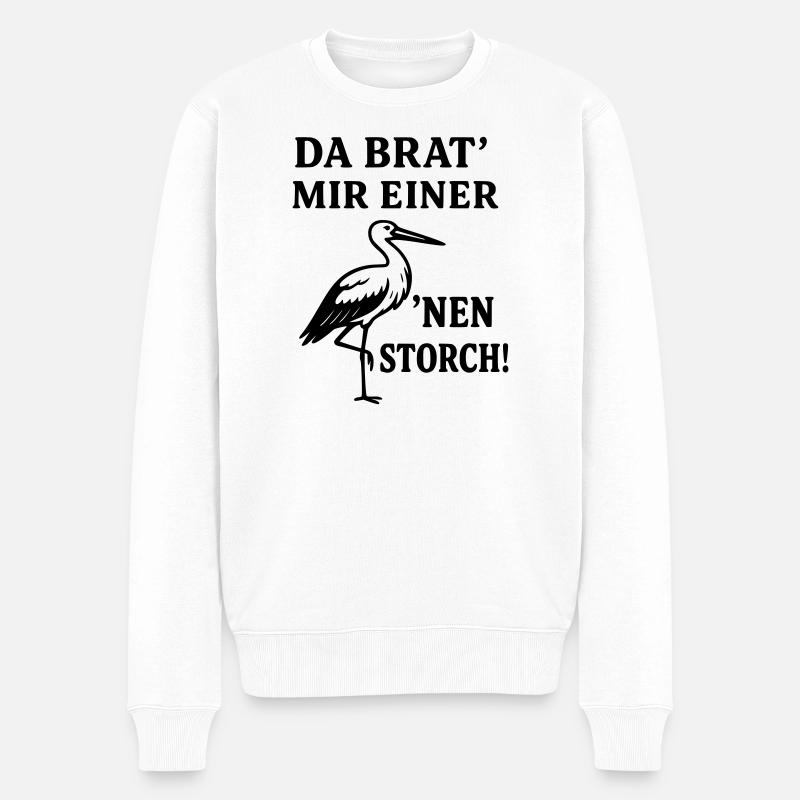 storch braten - Männer Premium Bio Pullover - Weiß