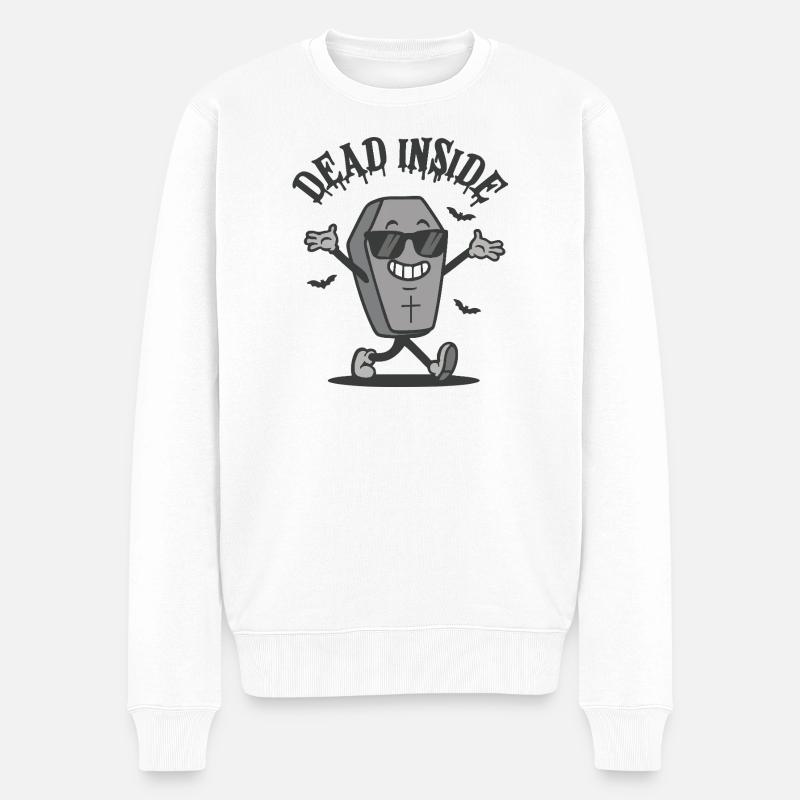 Dead Inside – Glücklicher Sarg Halloween Design - Männer Premium Bio Pullover - Weiß