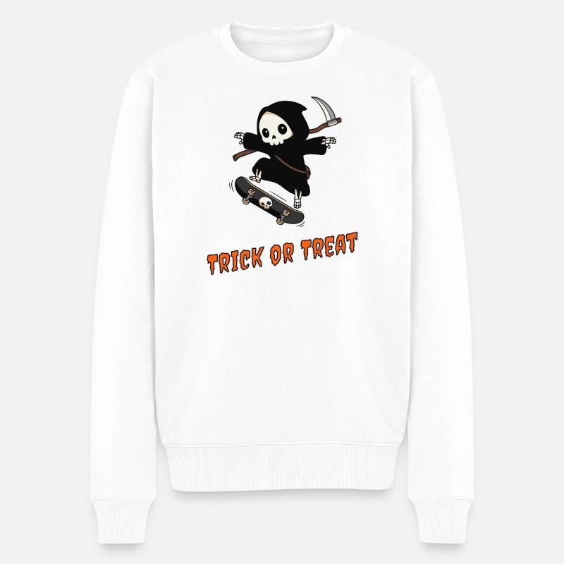 Süßes oder Saures – Skater Reaper - Männer Premium Bio Pullover - Weiß