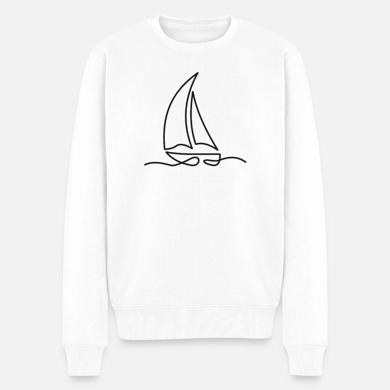Segelboot Skizze – maritimes Motiv - Männer Premium Bio Pullover - Weiß