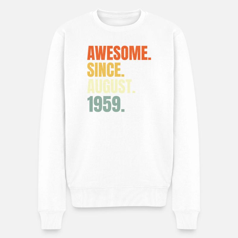 awesome since august 1959 birthday - Männer Premium Bio Pullover - Weiß