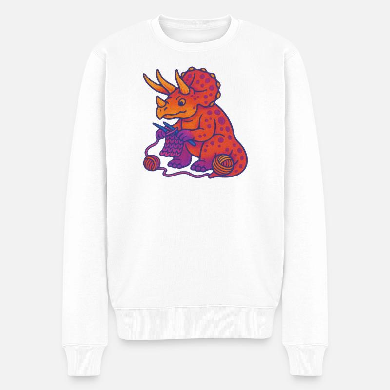 Tricot Dino Triceratops Neon Gradient - Pull Premium bio Homme - blanc