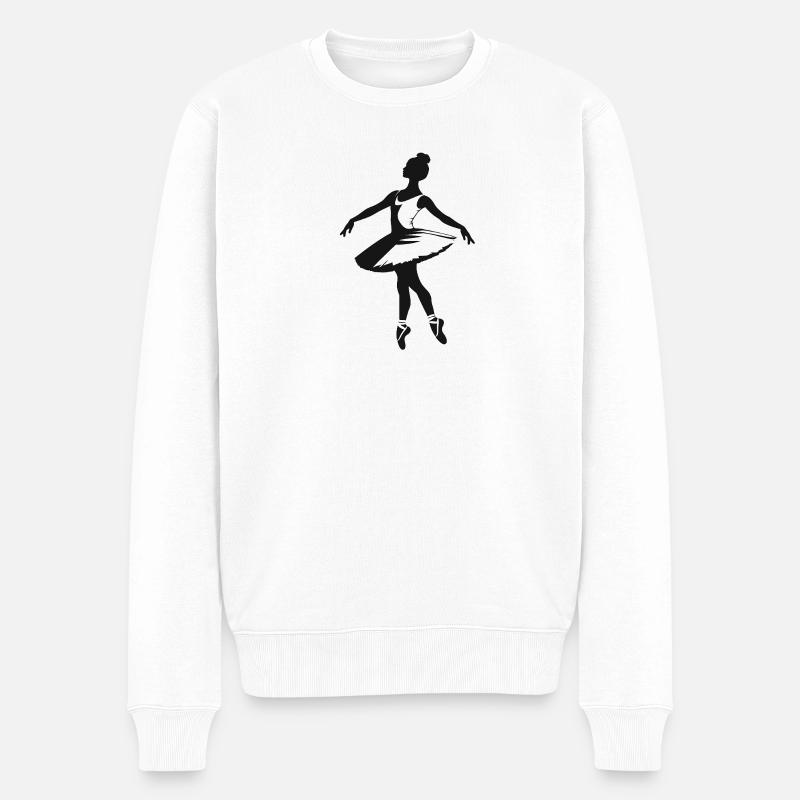 Ballerina - Cooles Silhouetten-Logo - Männer Premium Bio Pullover - Weiß