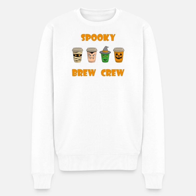 Halloween gruselige Kaffeebecher - Männer Premium Bio Pullover - Weiß