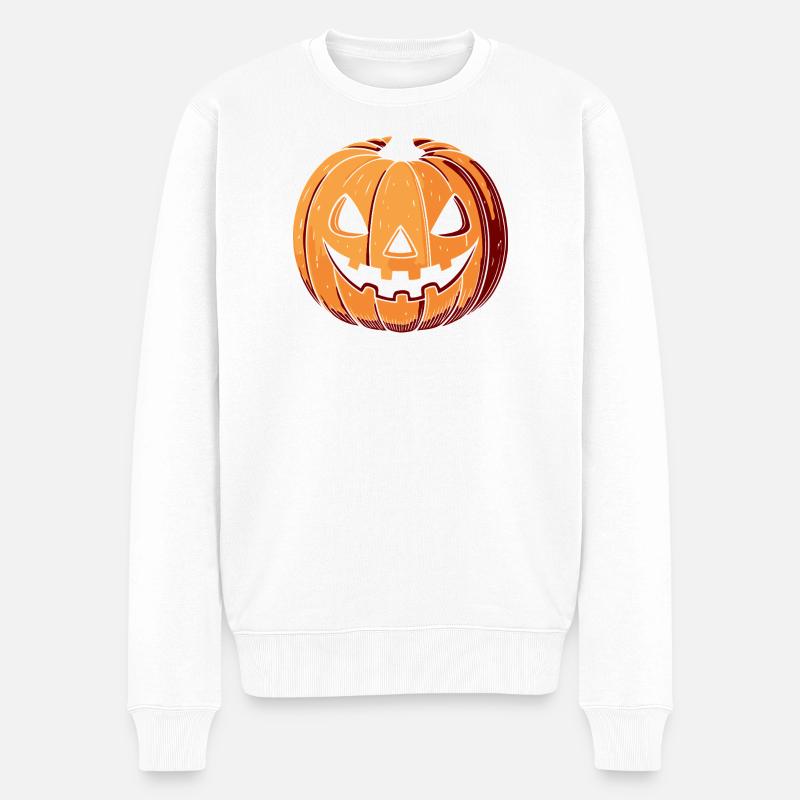 Citrouille Jack O Lantern Expressif - Pull Premium bio Homme - blanc