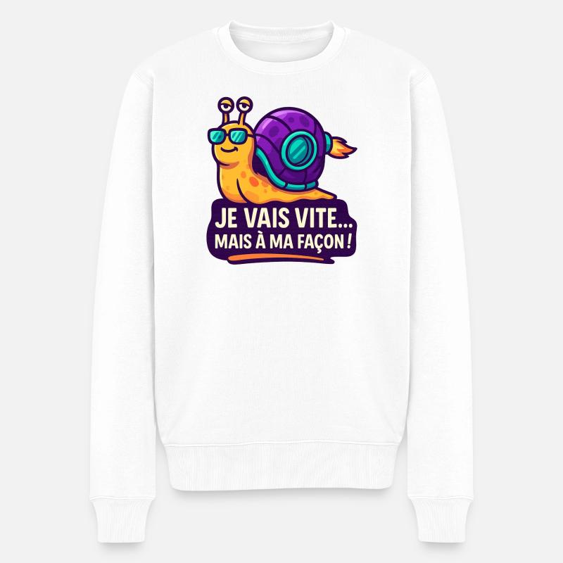 Kosmische Schnecke in der Sonne - Männer Premium Bio Pullover - Weiß
