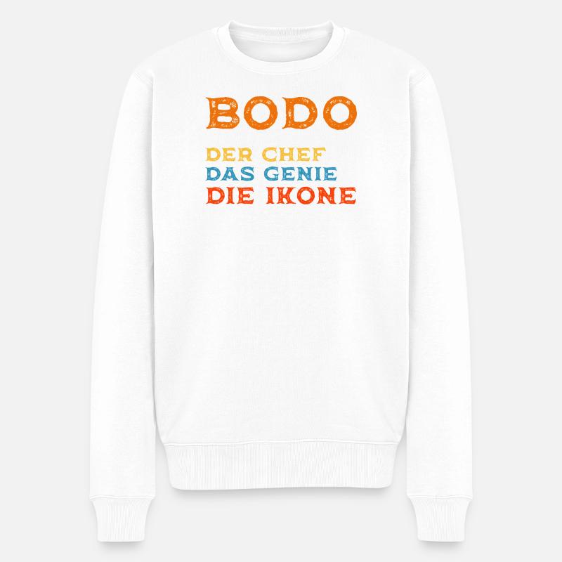 BODO_rustikal_genie_ikone - Männer Premium Bio Pullover - Weiß