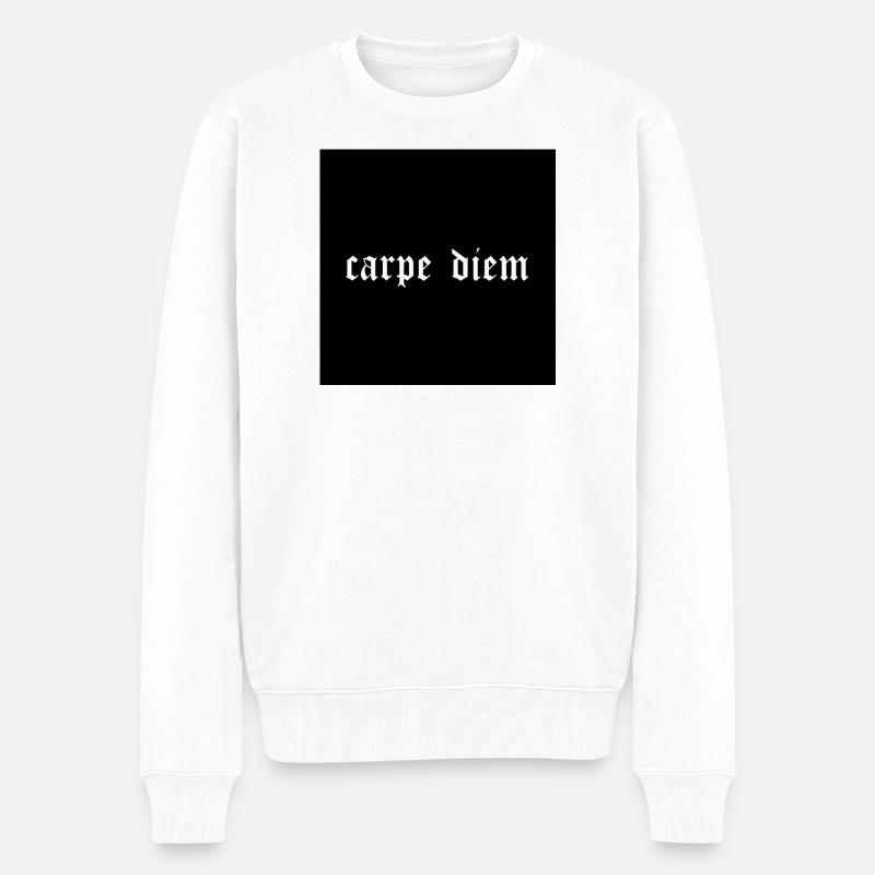 Carpe Diem Gothic T-Shirt - Männer Premium Bio Pullover - Weiß