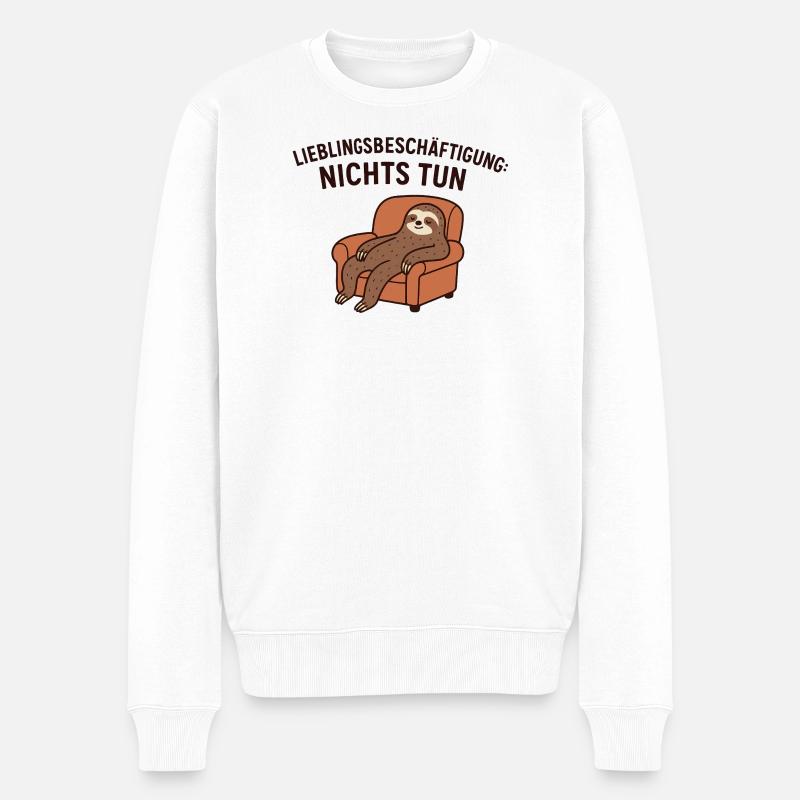 Lieblingsbeschäftigung Nicht tun - Männer Premium Bio Pullover - Weiß