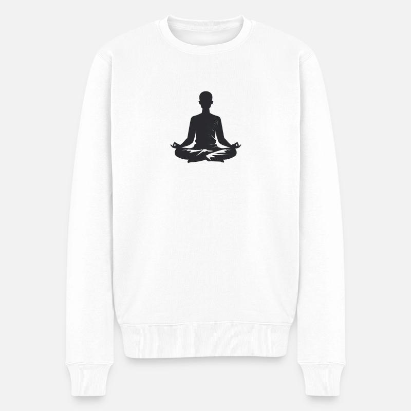 Méditation - Logo Cool Silhouette - Pull Premium bio Homme - blanc