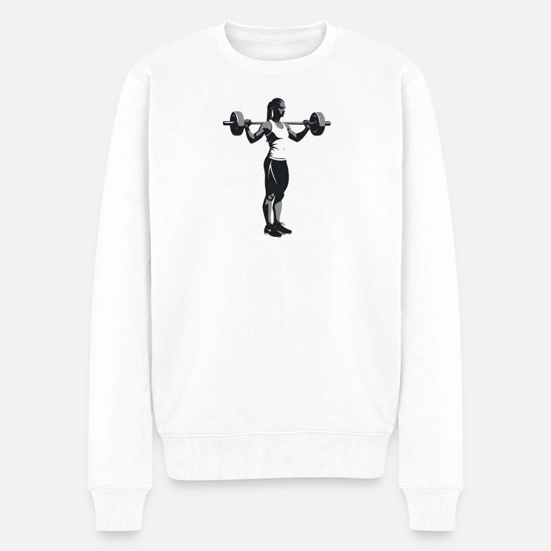 Bodybuilder féminin - Logo Cool Silhouette - Pull Premium bio Homme - blanc