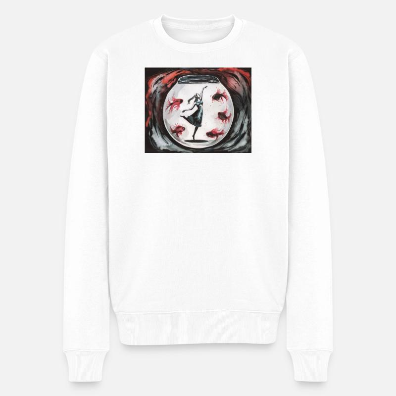 Tanz im Glasball: Mädchen und Goldfische - Männer Premium Bio Pullover - Weiß