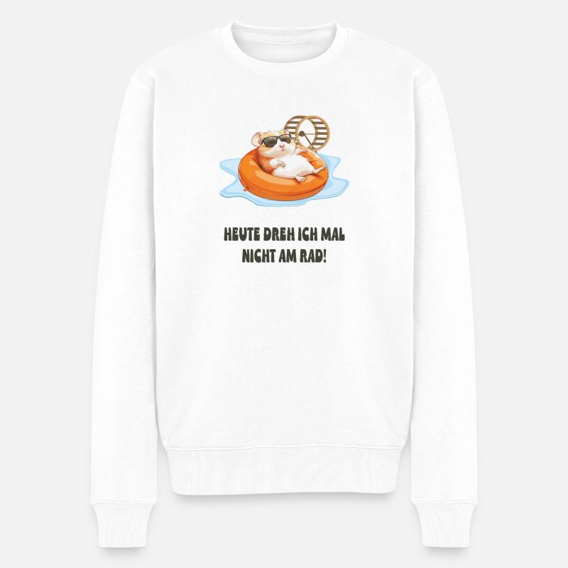Hamster se relaxant dans la piscine - Pull Premium bio Homme - blanc