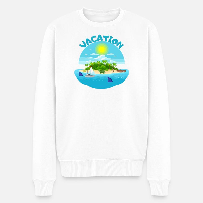 Conception de plage idyllique d’île tropicale - Pull Premium bio Homme - blanc