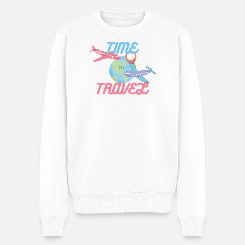 Time to Travel - Männer Premium Bio Pullover - Weiß