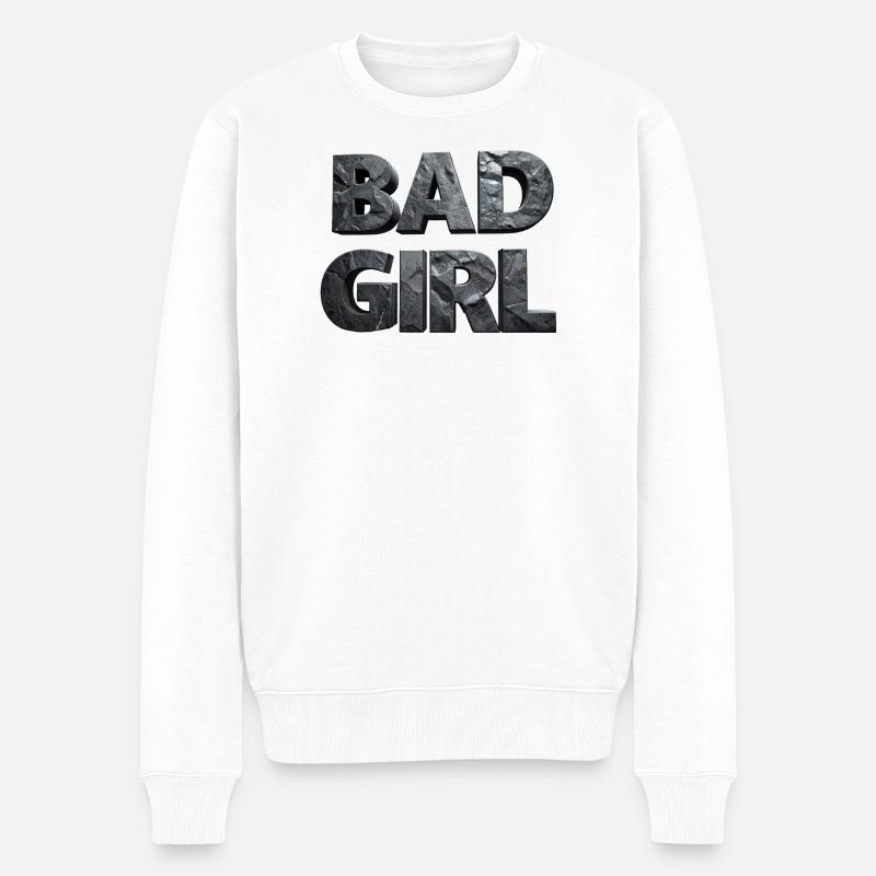 Bad Girl – Glatter Stein - Männer Premium Bio Pullover - Weiß