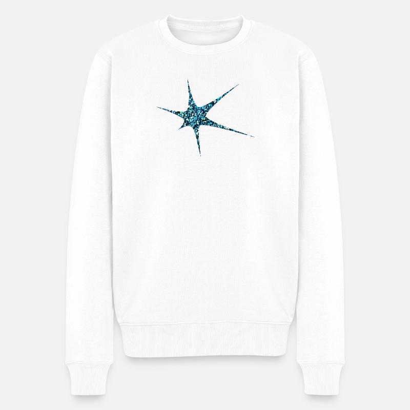 Blauer Glitzer Starburst Sparkle - Männer Premium Bio Pullover - Weiß