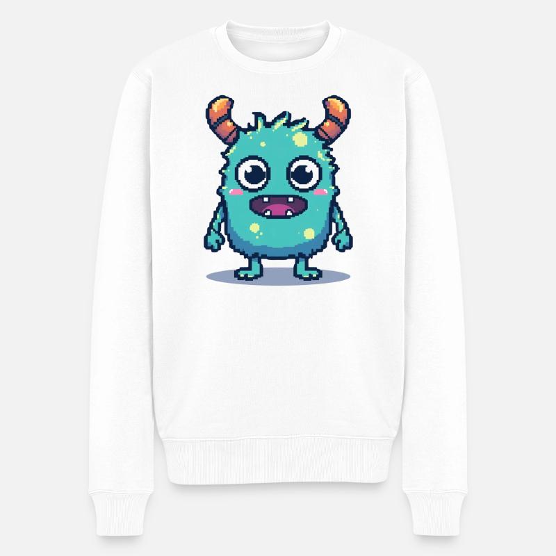 8-bit simpatico pixel monster stile retrò anni '90 - Maglione ecologico premium da uomo - bianco
