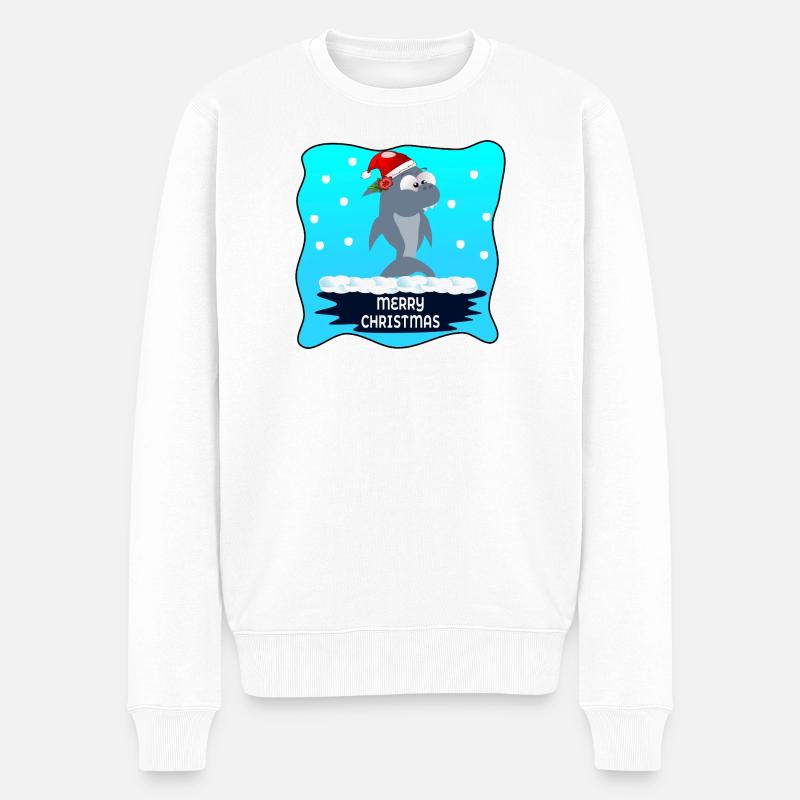 JOYEUX NOËL VOEUX REQUIN - Pull Premium bio Homme - blanc