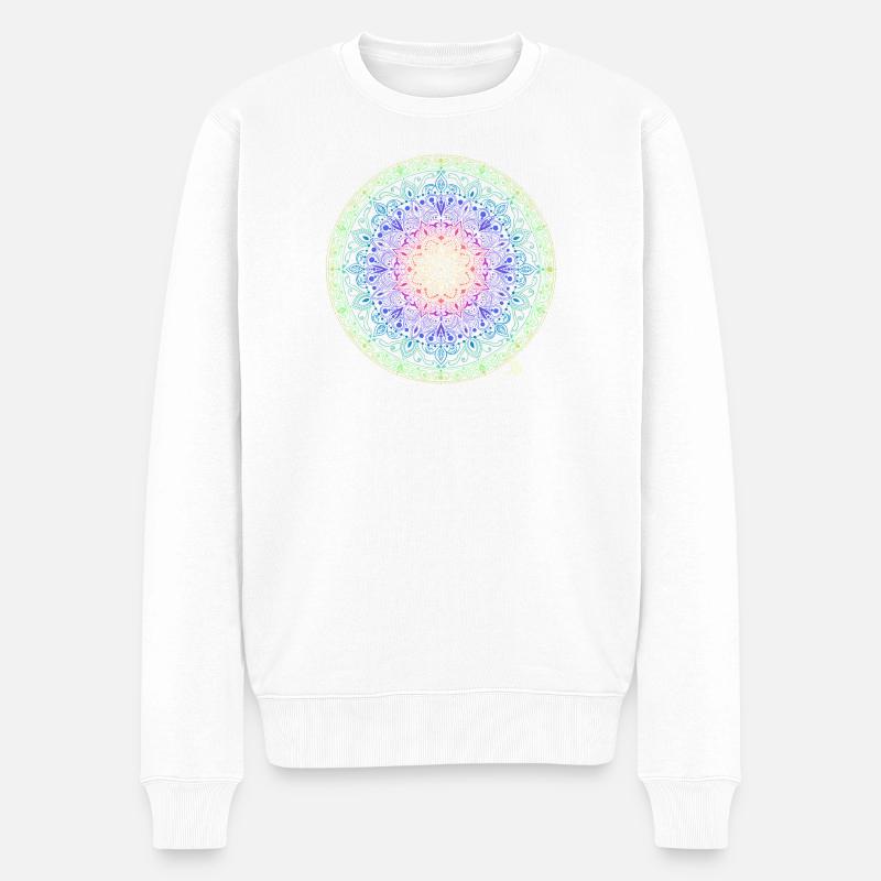 Fusion de mandala arc-en-ciel - Pull Premium bio Homme - blanc