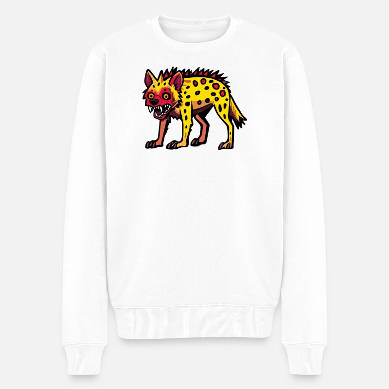 Hyäne Halloween Comic Lustig - Männer Premium Bio Pullover - Weiß