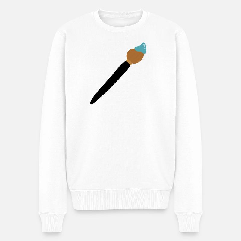 Pinsel - Männer Premium Bio Pullover - Weiß