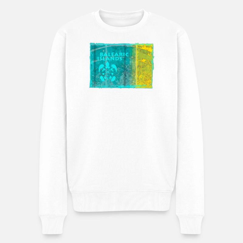 Balearische Inseln Neon Stil - Männer Premium Bio Pullover - Weiß