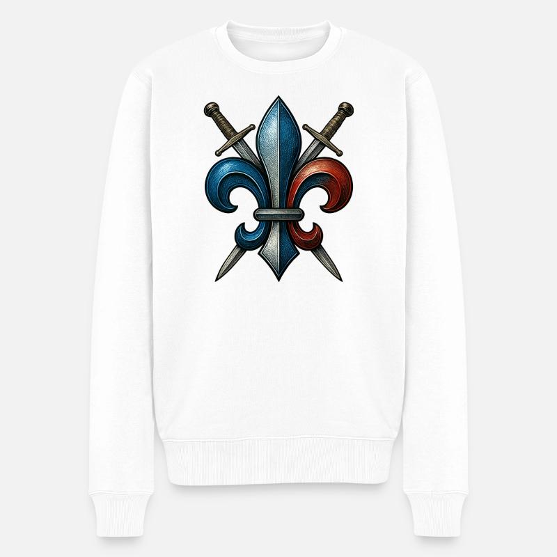 Fleur de Lys - Frankreich - Männer Premium Bio Pullover - Weiß