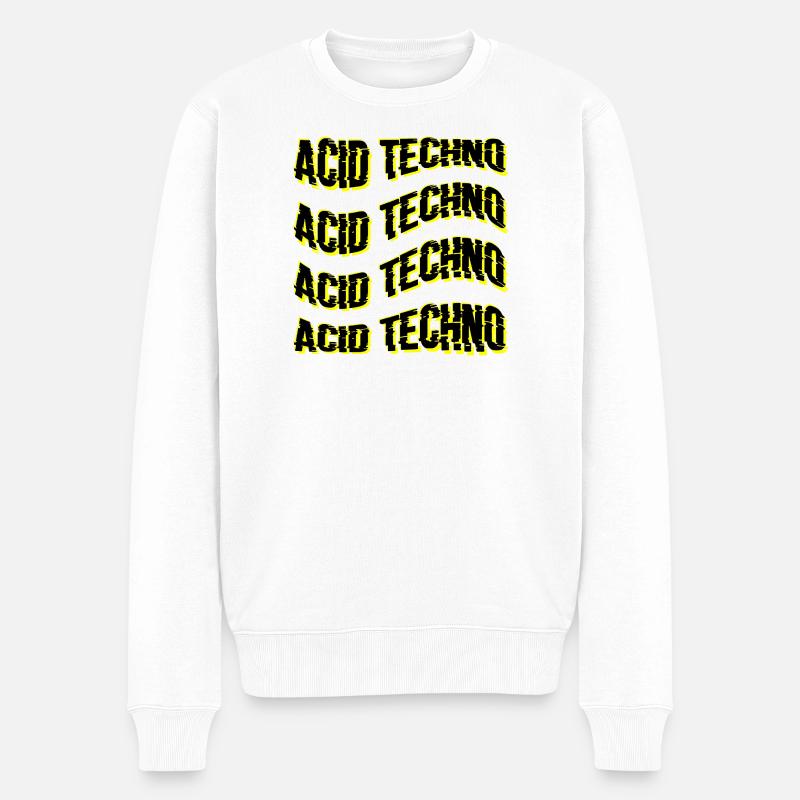 Glitch Acid Techno Wiederholt Neon - Männer Premium Bio Pullover - Weiß