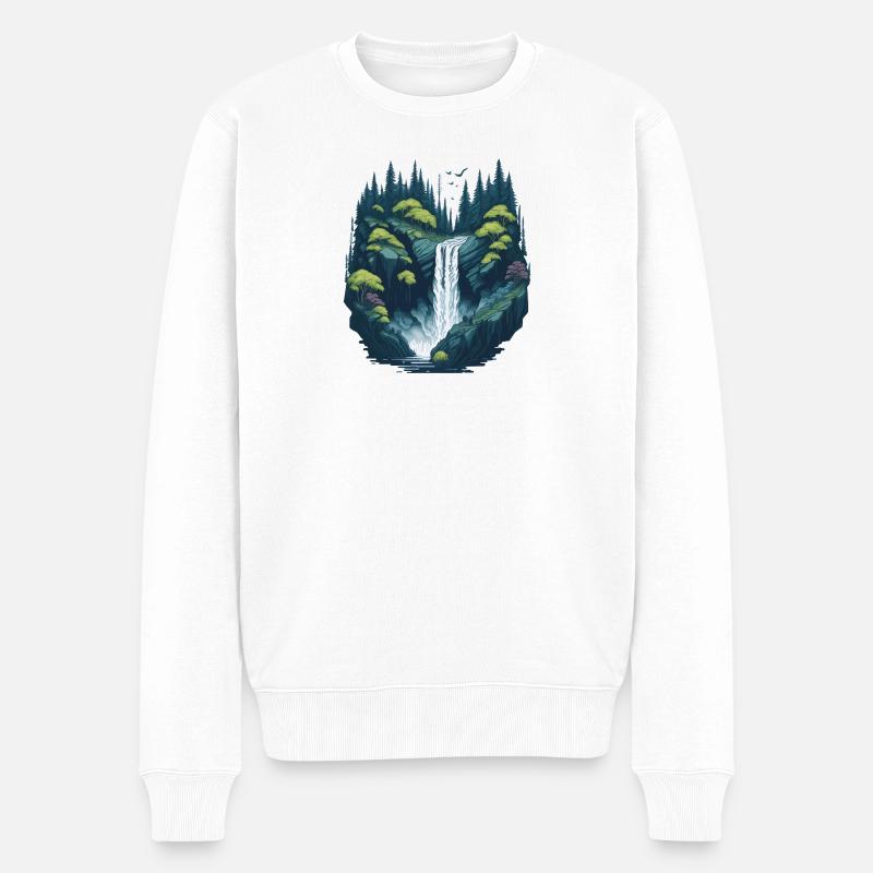 Cascade forestière lumineuse - Pull Premium bio Homme - blanc
