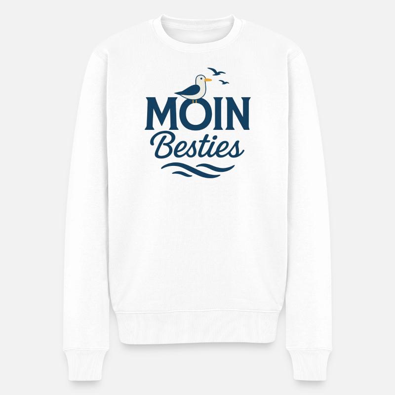 Moin Besties Salutation de la mer - Pull Premium bio Homme - blanc