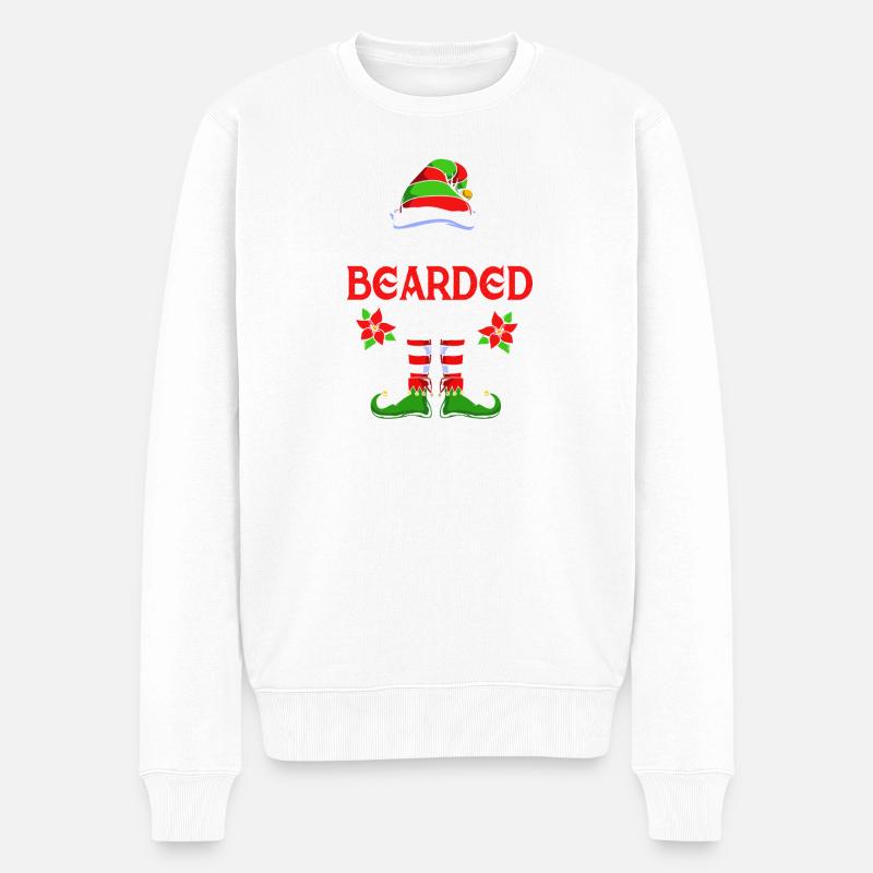Elfe Elf Weihnachtsgeschenk Bart Bärtig Friseur - Männer Premium Bio Pullover - Weiß