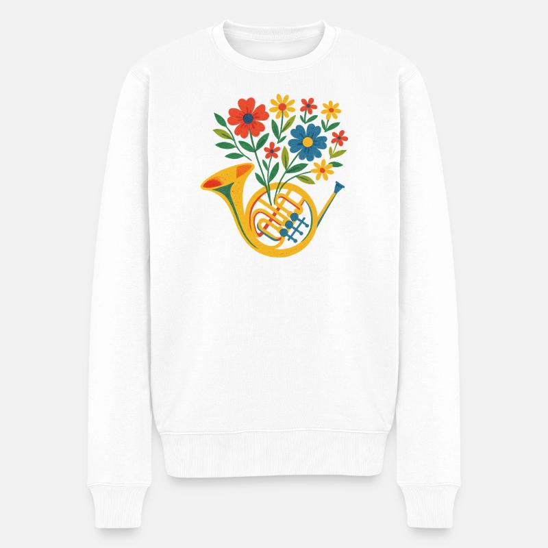 Blumen-Horn-Strauß - Männer Premium Bio Pullover - Weiß