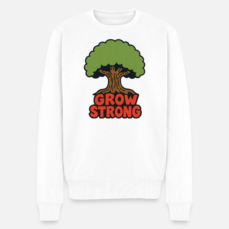 Grow Strong Tree Retro - Pull Premium bio Homme - blanc