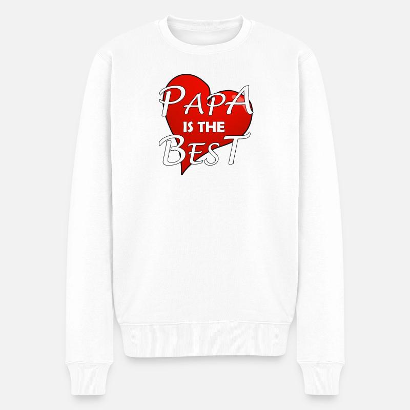 PAPA IS THE BEST - Männer Premium Bio Pullover - Weiß
