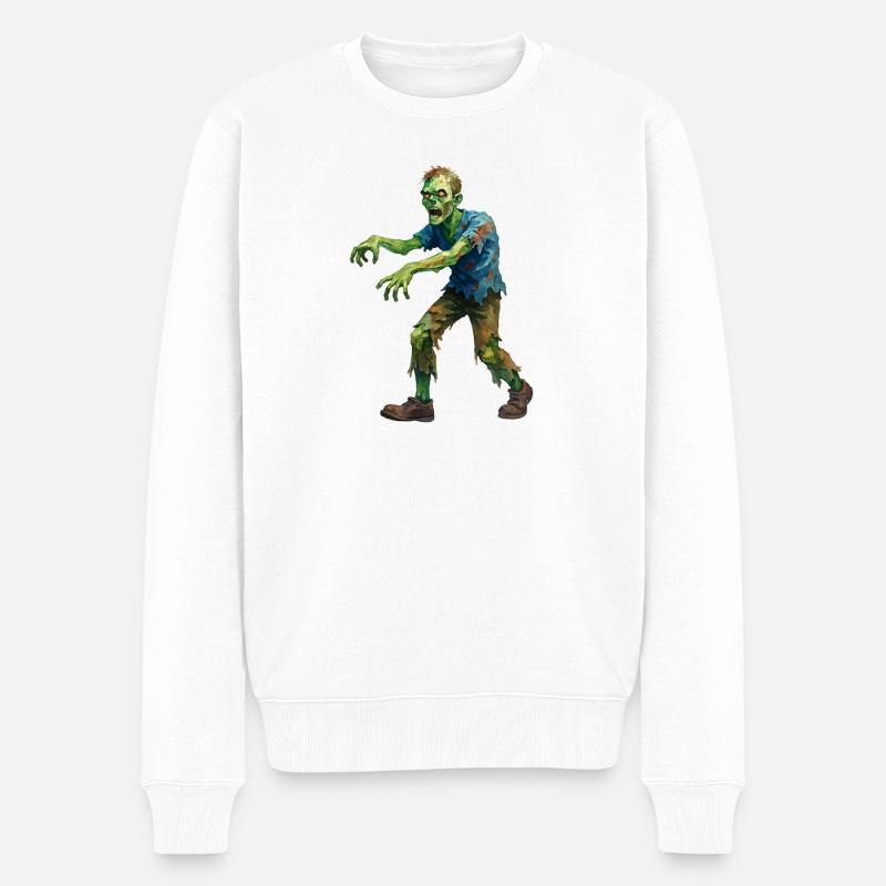 Gaunt Aquarell Zombie - Halloween - Männer Premium Bio Pullover - Weiß
