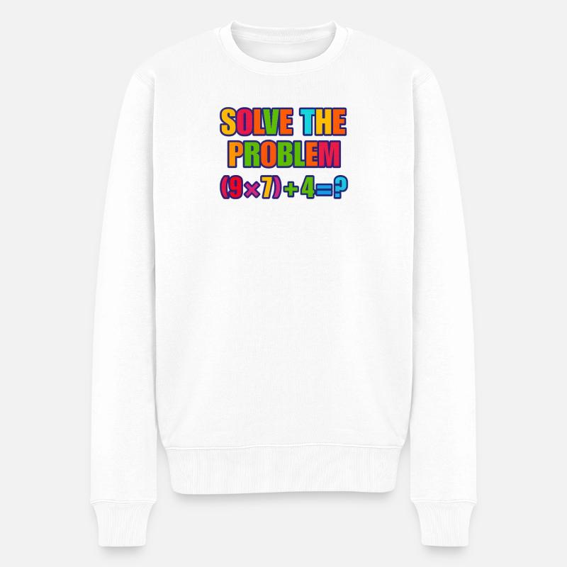67 Meme, Solve the Problem Math Puzzle  - Men's Premium Organic Jumper - white