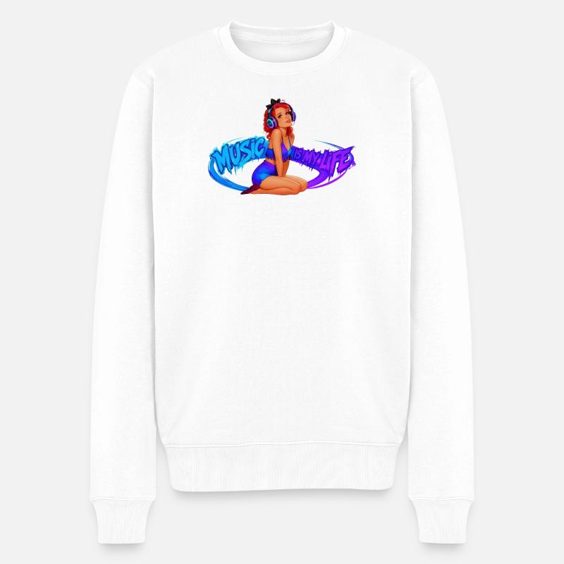 Music_is_My_Life - Männer Premium Bio Pullover - Weiß