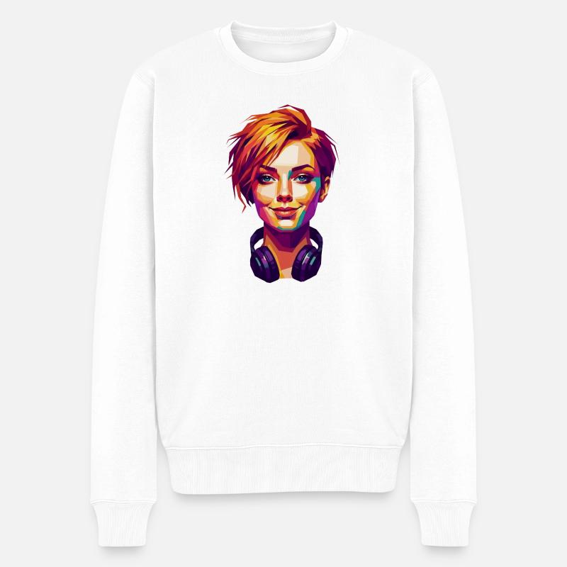 Colorful_Pop_Art_Portrait - Männer Premium Bio Pullover - Weiß
