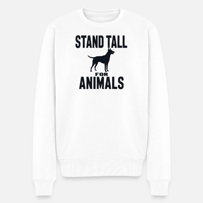 Stand Tall for Animals Hund Silhouette - Männer Premium Bio Pullover - Weiß