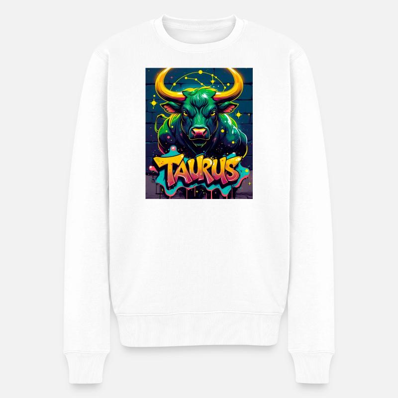 Stier - Männer Premium Bio Pullover - Weiß