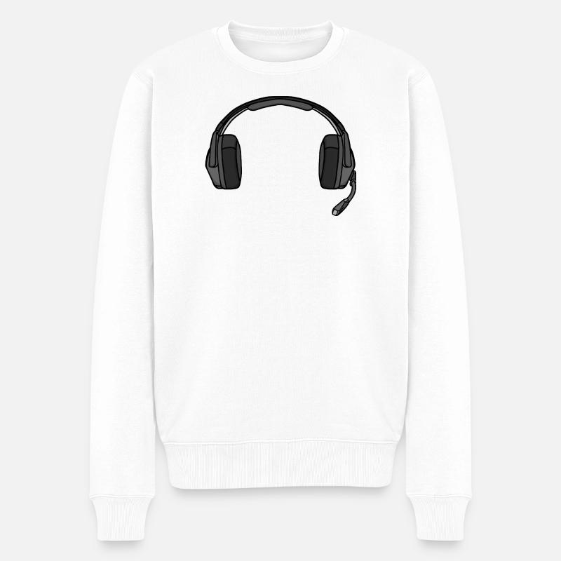 Casque avec micro - Pull Premium bio Homme - blanc