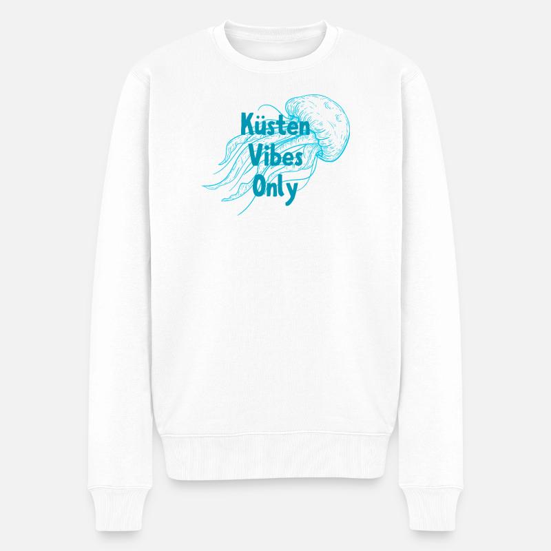 Küsten Vibes Only – Qualle Maritimes Design - Männer Premium Bio Pullover - Weiß