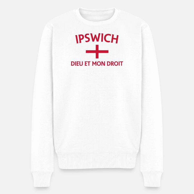 Wappenflagge von Ipswich - Männer Premium Bio Pullover - Weiß