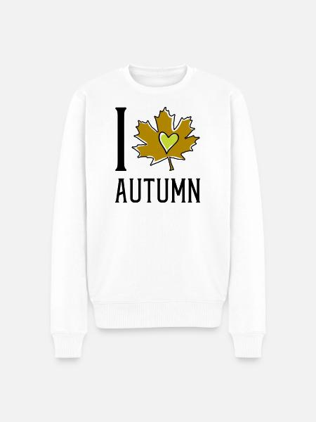 Herz im Herbstblatt - Männer Premium Bio Pullover - Weiß