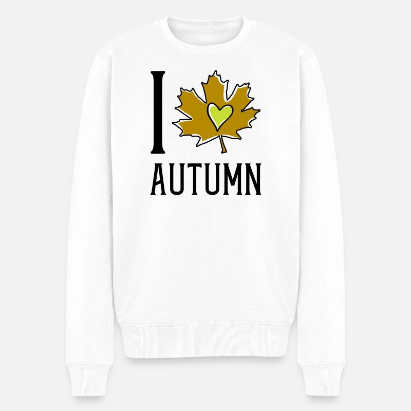 Cœur dans la feuille d’automne - Pull Premium bio Homme - blanc