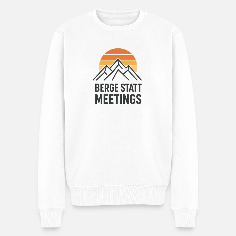 Berge statt Meetings - Männer Premium Bio Pullover - Weiß